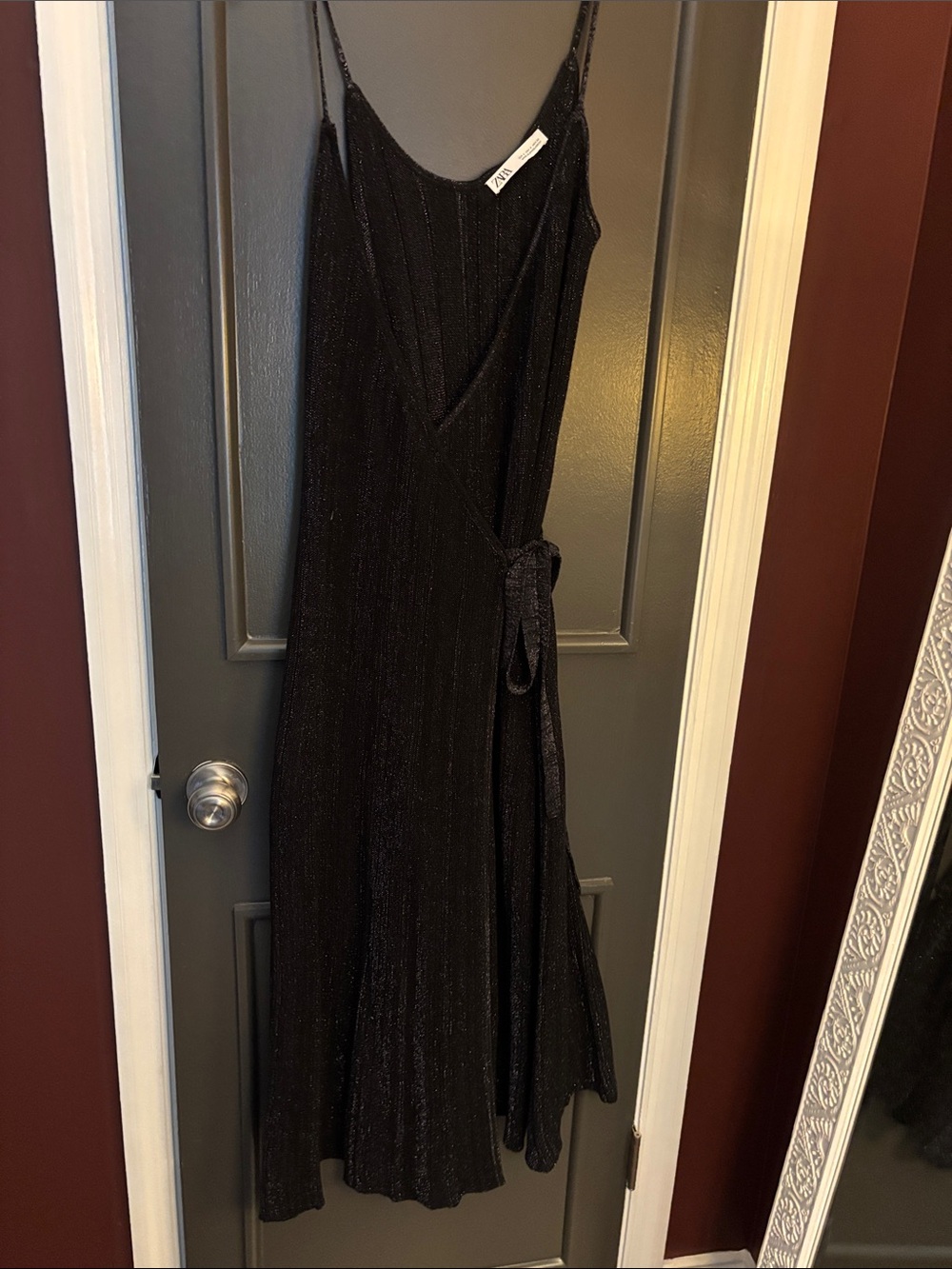 🖤ZARA Metallic Thread Wrap Dress